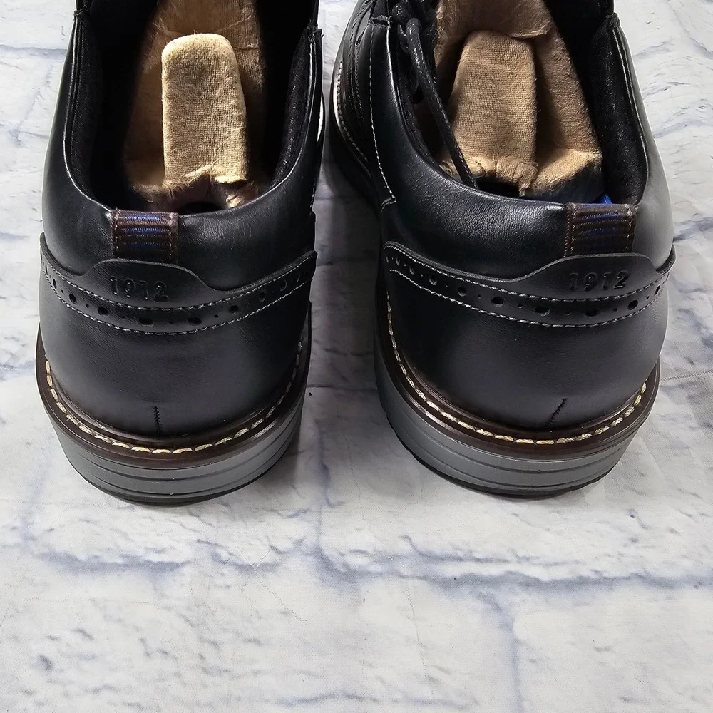 Nunn Bush Wingtip Oxford Mens 10 Black Dual Comfort Brogue Dress Shoes